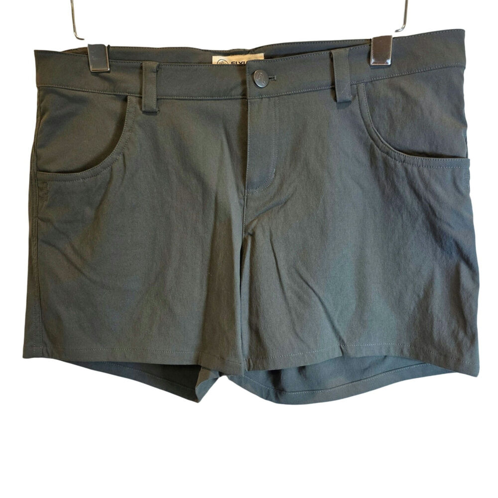 Flylow Life Short Womens Sz 12 Green Gray‎ UPF 50+ Hiking Activewear Stretch $75 - Picture 11 of 16